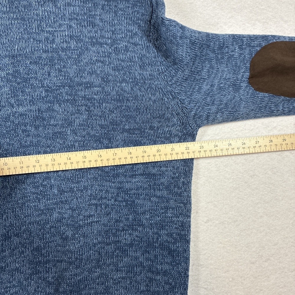 Chaps Sweater Blue Preppy Fisherman Elbow Patches Grandpa Academia Thick Mens XL - Picture 11 of 13
